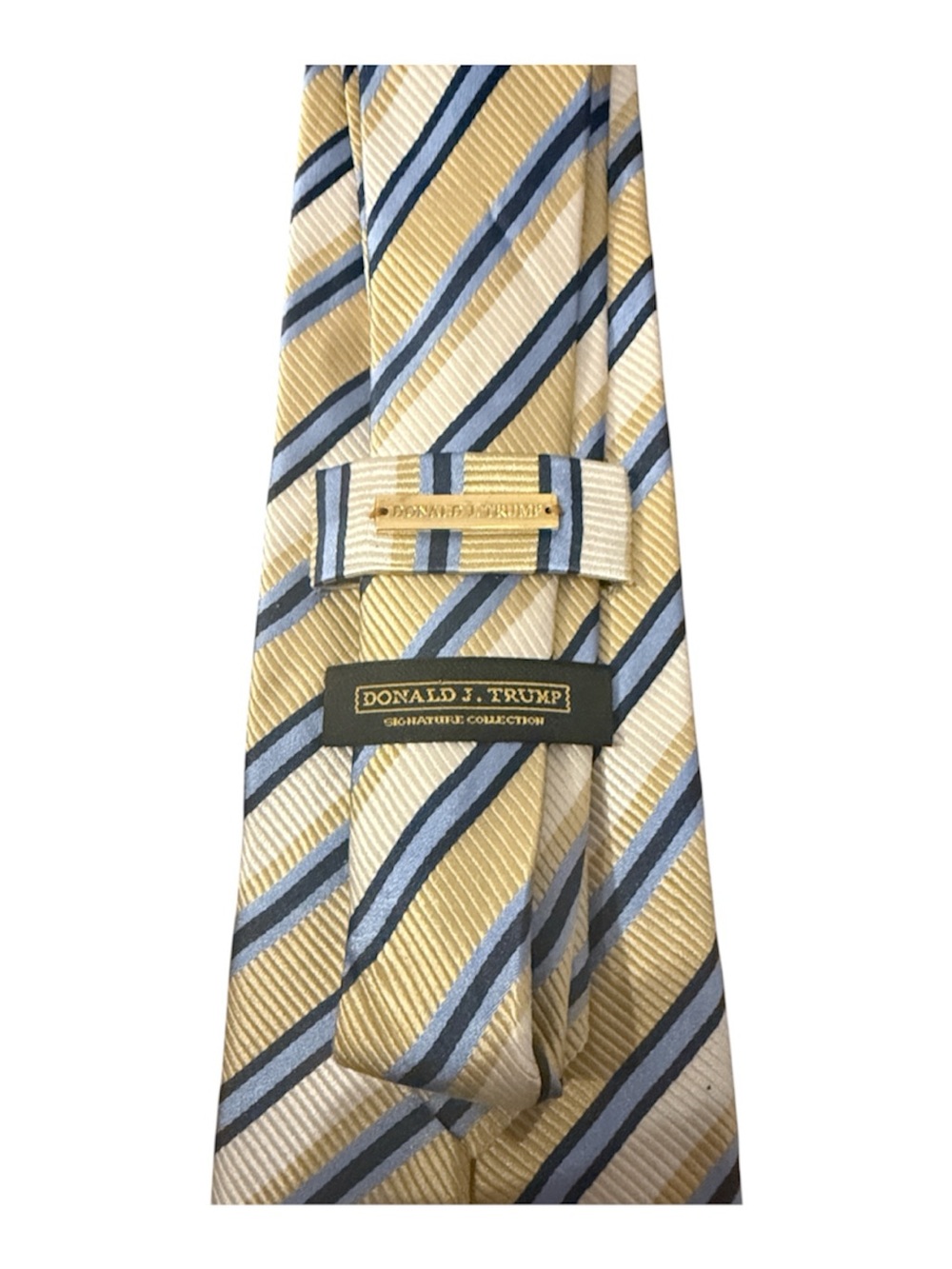 Donald J. Trump Signature Collection Yellow & Blue Striped Silk Tie